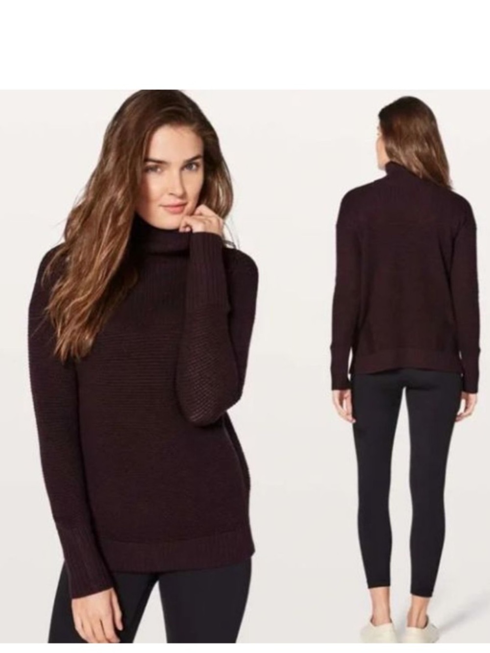 Lululemon Warm & Restore Sweater Wool Black Cherry Plum Size 2